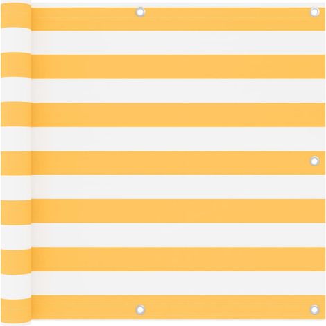 Écran de balcon Blanc et jaune 90x400 Tissu Oxford (1/5)