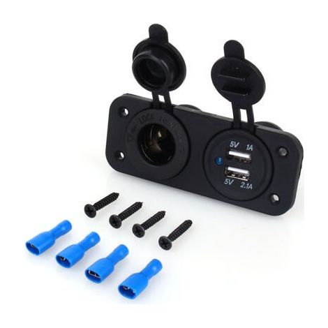 Chargeur USB double 12V pour voiture – Prise allume-cigare avec 2 ports USB – Sortie 5V 1A et 2.1A – Adaptateur d'alimentation portable (1/5)