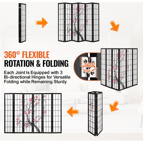 Cloison de Séparation Japonaise à 6 Panneaux Fleur de Cerisier (1/5)