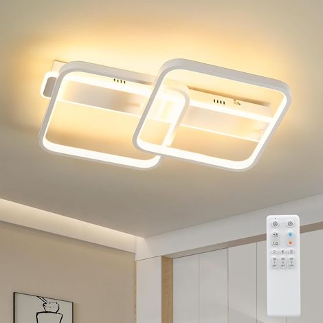 Antenlicht-Plafonnier LED Carré Blanc 38W,49x36cm,Dimmable 3000K-6500K,Acrylique Métal,Télécommande, Mémoire Intelligente,pour Salon Chambre [Classe E] (1/5)