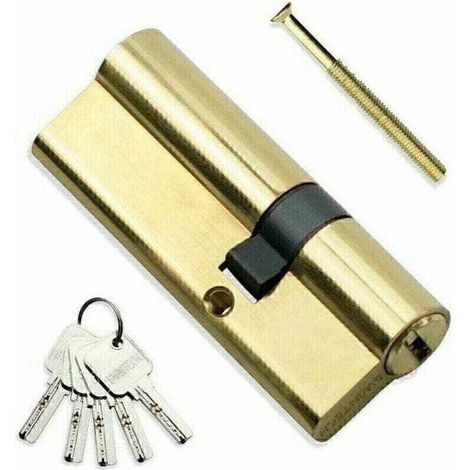 Cylindre en laiton Euro 30/50 mm, serrure à cylindre clé/clé 80 mm avec 5 clés horizontales en laiton, anti-crochetage, anti-perçage, anti-claquement, anti-choc, finition laiton poli (1/5)
