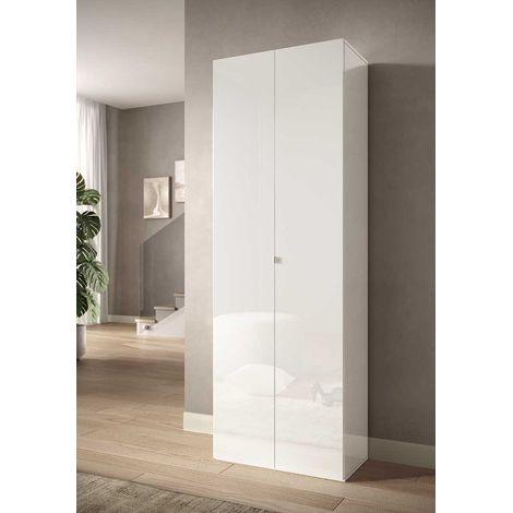Armoire à chaussures moderne 65 cm blanc laqué brillant Loucia (1/4)