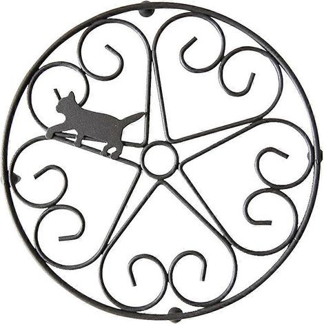Dessous de plat résistant à la chaleur Cat Design en fer forgé, plateau isolant anti-brûlure pour la maison, le bureau et le restaurant (noir)-18cm-Black (1/4)