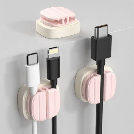 JSSEVN - [3 in 1] Cable Clip, Adjustable Desktop Cable Organizer – [Pack of 3] Self-Adhesive Spring Cable Clips, Cable Management – (8 mm) (1/3)