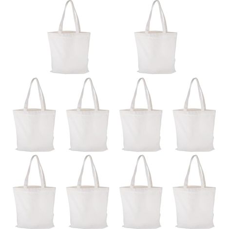 Sacs de courses réutilisables , rangement facile , lot 10 . en toile blanche lavables par sublimatio