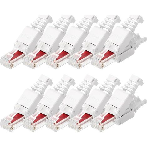 Connecteur étanche RJ45, 10pcs Connecteurs RéSeau sans Outil RJ45 CAT6, Connecteur de câble LAN Ethernet CAT6 Blindé, Femelle à femelleConnecteur RJ-45 Sans Outil, AWG24-26, 1 GBit/s (1/5)