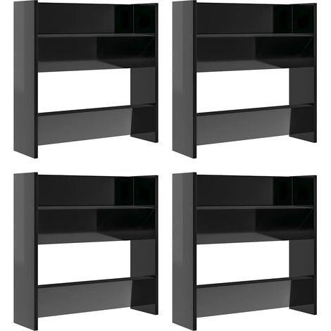 Maison Exclusive - Armoires à chaussures murales 4 pcs noir brillant 60x18x60 cm (1/5)
