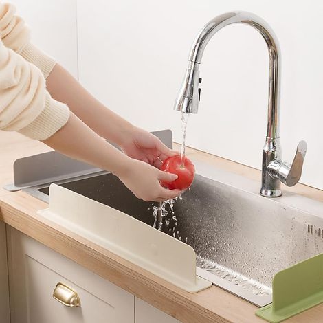 Paraspruzzi in silicone per lavello, confezione da 3 pezzi, grigio, impermeabile, resistente, facile da pulire, flessibile. (1/5)