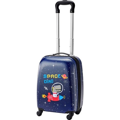 Zweiteiliges Kindergepäckset mit Dinosaurier-Motiv, bestehend aus einem 45,7 cm großen Hartschalenkoffer und passendem Rucksack, ideal für Flugreisen, Schule und Geburtstage. (1/5)