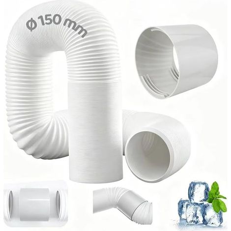 Tuyau d'Échappement de Climatiseur Portable, avec adaptateur, Mobile Tuyau Kit Diamètre de 150 mm, longueur 150 cm, Pour Climatisation, Déshumidificateur,Sèche Linge (1/5)