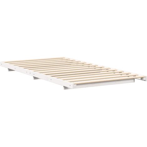 Lit simple,Lit adulte,Cadre de lit surélevé Blanc 75 x 190 cm Bois massif en pin CFW6077468 (1/5)