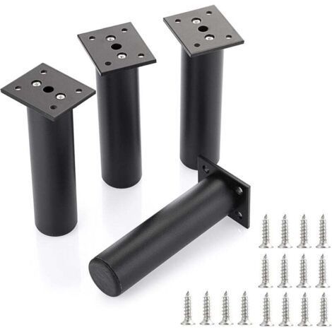 4pcs Pieds De Meuble Ajustable Pieds De Lit Rehausser Le Meuble Pied En Alliage D'aluminium Pour Sommier,Armoire,Table (Noir,Hauteur 150mm) (1/4)