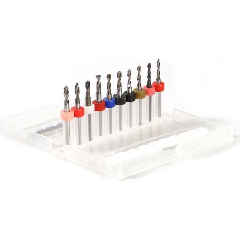 10 forets miniatures en carbure cémenté pour circuits imprimés (PCB), diamètre 2,1 mm à 3,0 mm, pour CNC. (1/5)