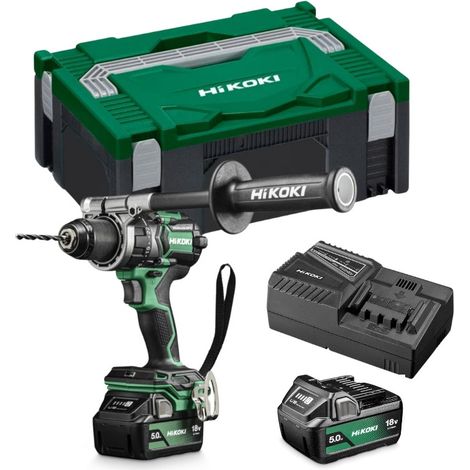 Hikoki – Perceuse-visseuse 18V 140Nm avec 2 batteries 5.0Ah – Moteur Brushless – Mandrin à serrage rapide – DS18DCWPZ