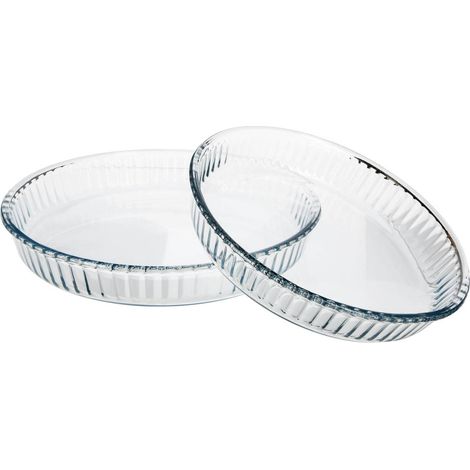 Auflaufformen, 2er-Set, hitzebeständig, rund, Glas (1/3)