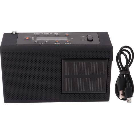 Radio d'urgence à manivelle avec Bluetooth, FM, prise casque USB, lampe torche solaire portable pour camping-car (1/5)
