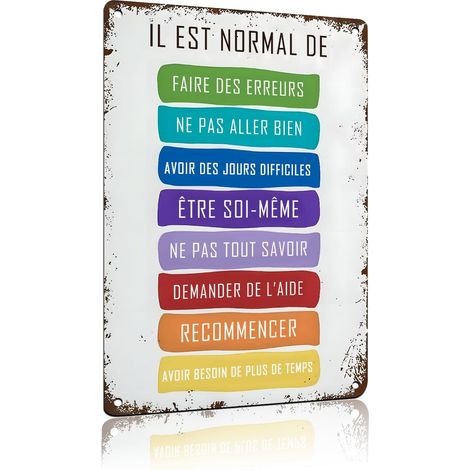 « Il Est Normal De Ne Pas Aller Bien » Panneau Métallique Vintage, Affiche Motivante Art pour Enfants, Poster Salle de Classe, Citations, Soyez Vous-Même, Décoration Murale, 8 x 12 Pouces (25115) (1/5)