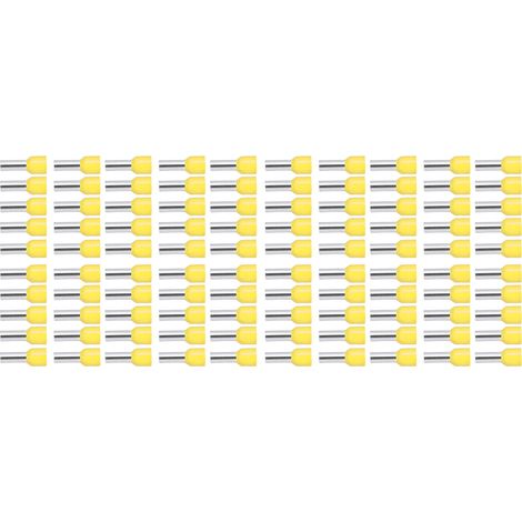 100 cosses à sertir en cuivre isolées PVC pour câbles 8AWG, type tube rond, tailles E10 à E18, lot de 100 pièces (1/5)