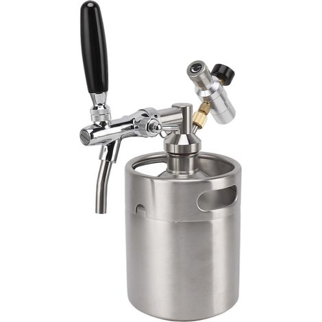 Mini-fût en acier inoxydable 2L, système de distribution de bière domestique à injection facile et réglable, manomètre 60PSI pour les amateurs de bière (1/5)