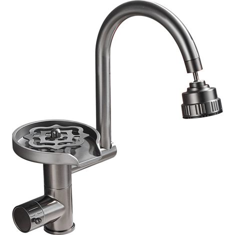 Mitigeur de Cuisine, Robinet Mitigeur Cuisine avec Rince Verre Evier Mitigeur Evier Cuisine Rotation à 360° ,Gris (1/3)