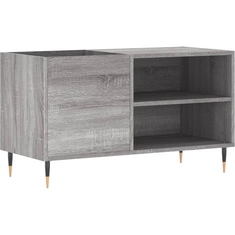 Mueble clásico para discos con espacio de almacenamiento 85 x 38 x 48 cm en madera de ingeniería gris 020049106 (1/5)