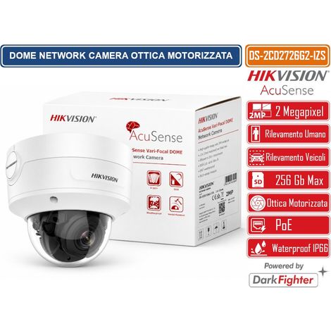 HIKVISION DS-2CD2726G2-IZS TELECAMERA DOME IP 2MP FULL HD ACUSENSE DARKFIGHTER OTTICA VARIFOCALE MOTORIZZATA 2.8-12MM POE IP66 IK10