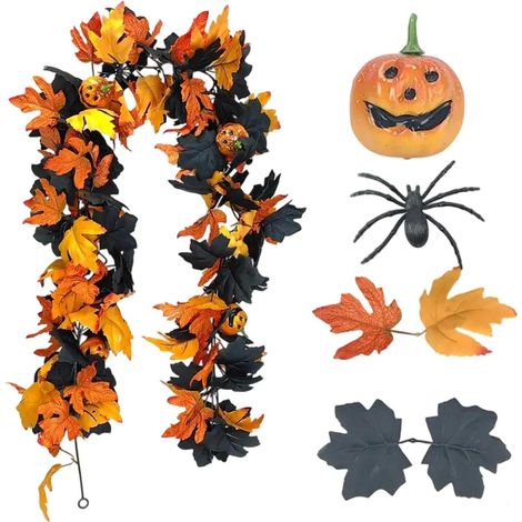 Guirlande Halloween pour Cheminée Bannière de cheminée Artificielle avec Guirlande d'Arbre Halloween Pour Porche Manteau Fenêtre Porte Mur Bureau Salon M (1/5)