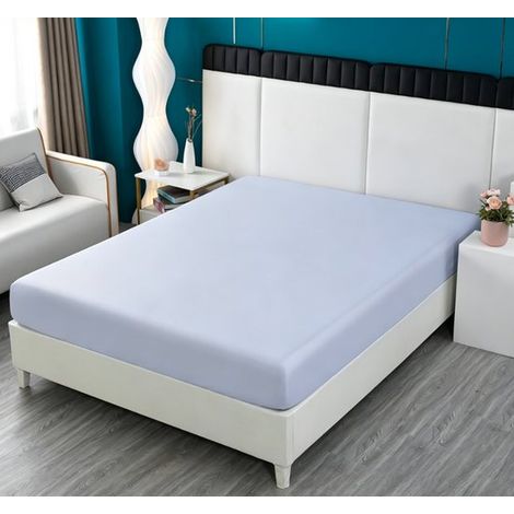 Drap-housse - 180200 cm - Drap plat - Jusqu'à 25 cm d'épaisseur de matelas - Protège-matelas - Super doux - Fibre de bambou - Convient aux matelas de sommier tapissier - Drap de dessous - Ajustement p (1/4)