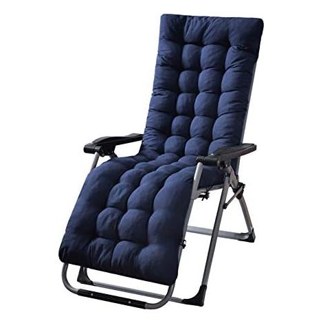 Coussins de Chaise Longue avec Housse Antidérapante, Sangles de Fixation, Large Application, Coussin de Chaise Longue pour Chaises Longues de Jardin (Bleu foncé) (1/5)