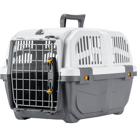1 Caisse De Transport Pour Animaux Porte En Métal Gris Beige Voyage (1/5)