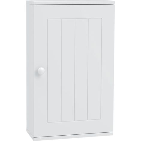 Armoire de salle de bain murale, porte à fermeture douce, étagère réglable, pour cuisine buanderie, 30x14x50 cm, blanc (1/5)