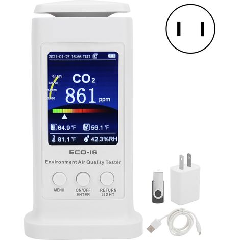 Détecteur CO2 ECO-16 Écran Couleur Moniteur Qualité Air Température Humidité Prise US 100-240V (1/5)