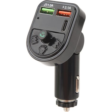 Transmetteur FM Voiture Bluetooth Kit Main Libre Appel Musique Adaptateur 2 Ports Chargeur USB Couleurs LED 7 DC12-24V Accessoire Auto (1/5)