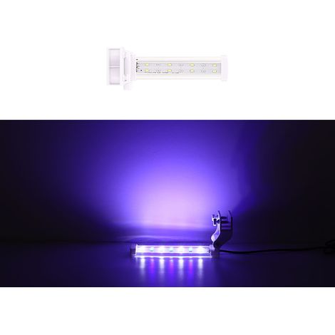 Lampe LED submersible pour aquarium de 15 cm (6 pouces), bleue et blanche, avec pince. (1/5)