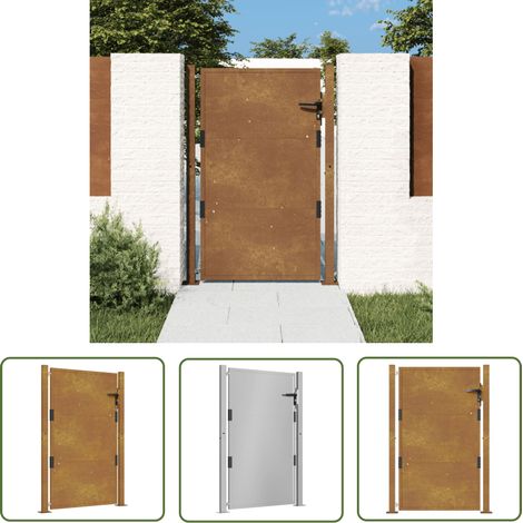 The Living Store Portail de jardin 105x130 cm acier corten - Portail De Jardin - Portillon - Clôture - Acier Corten - Porte De Sécurité (1/5)