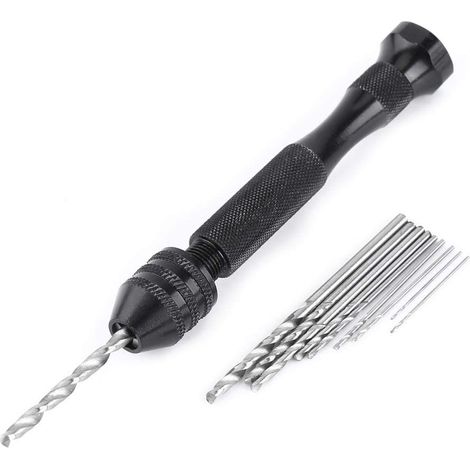 Perceuse À Main - Mandrin Réglable 0,3 À 3,6 Mm - Pour Bois Plastique Caoutchouc - 10 Forets En Acier Rapide - Outil De Précision Manuel (1/5)