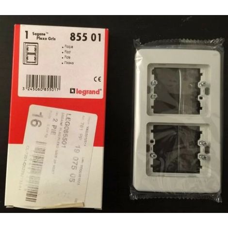 Legrand SAGANE 85501 - Plaque Verticale 2 postes PLEXO gris