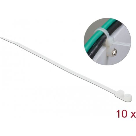 Delock Sujetacables con ojal de fijaciÃ³n LA 200 x AN 4,8 mm blanco 10 unidades