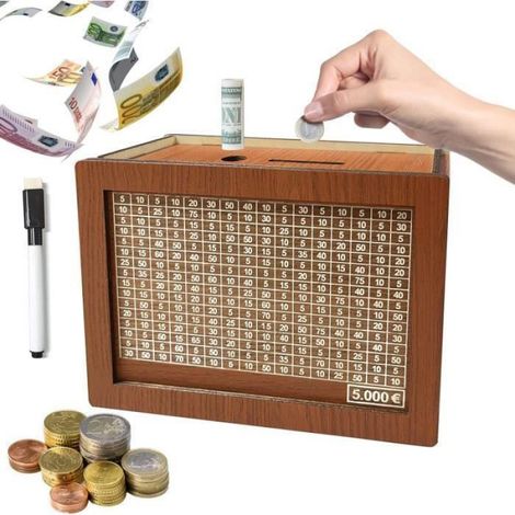 Tirelire Rétro En Bois Avec Compteur, 5000 Euros, Tirelire À Cocher, La Nouvelle Tirelire Pour Billets Pour Adultes multic TIRELIRE (1/4)