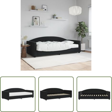 Canapé-lit - Lit de jour avec matelas noir 90x200 cm velours (1/5)