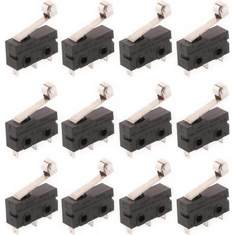 Micro-interrupteur T125 Lot de 12 Levier à galet long Interrupteur SPDT Pour Arduino et applications industrielles (1/4)