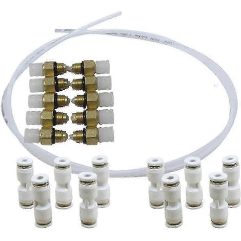 Kit de tuyau d'air et de raccords droits pour suspension pneumatique, 5 m x 4 mm, compatible avec Mercedes, comprenant 10 raccords et 10 vannes M8.