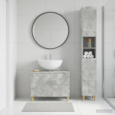 vidaXL 2 Piece Bathroom Cabinet Set DELFT Concrete Grey (1/5)