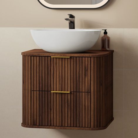 Elegance Glamour Style 2 Drawer Bathroom Vanity Cabinet 60cm - Walnut