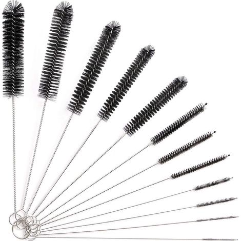 (noir) 12 Tube Brosse De Nettoyage Bouteille En Verre Brosse De Nettoyage Tubulaire Brosse De Nettoyage Biberon Bouteille D'eau Clavier Tube Bross (1/5)