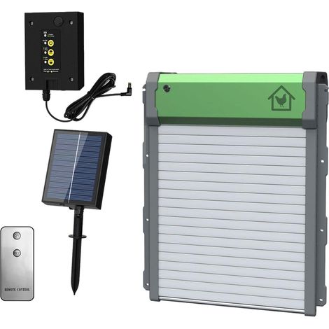 Porte de poulailler automatique étanche haut gamme, conçue pour une durabilité et fiabilité optimales en extérieur. Équipée d'une minuterie, d'un capteur luminosité système - (1/5)