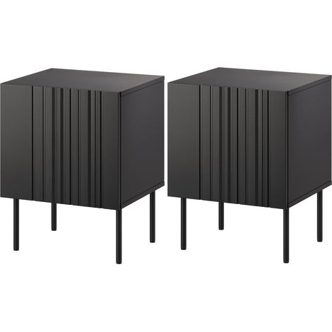 Conjunto de mesitas de noche Evavese 104, Negro, Número de cajones: 0, Número de puertas: 0, 59x45x40cm, Aglomerado laminado, MDF (1/5)
