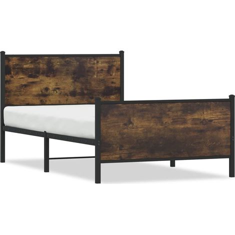 Maison Exclusive - Metallbett ohne Matratze Räuchereiche 100x200 (1/5)