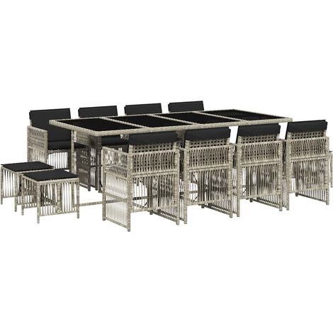 Maison Exclusive - Set da Pranzo da Giardino 13pz con Cuscini Grigio in Polyrattan