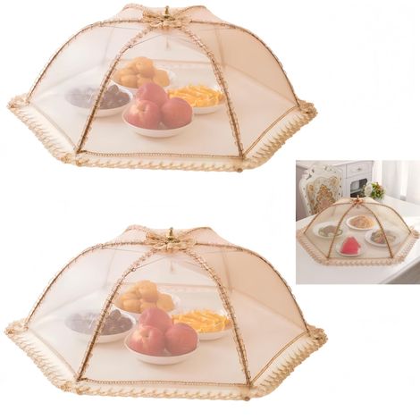 Lot de 2 filets anti-mouches pliables en maille de qualité supérieure pour l'extérieur, la cuisine, le jardin, les fêtes, les barbecues (2 pièces, 70 x 70 cm) (1/5)